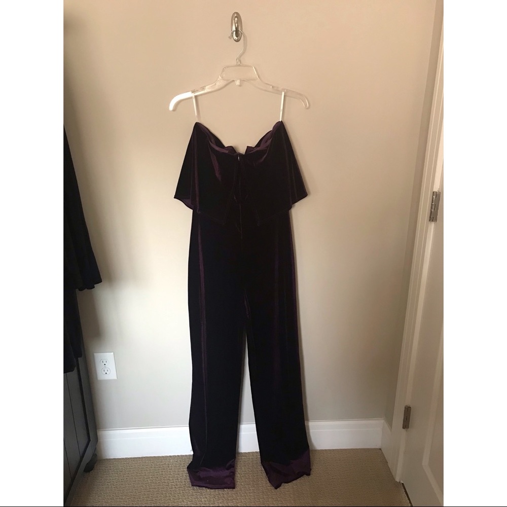 NWOT Lulu's Purple Velvet Strapless Jumpsuit